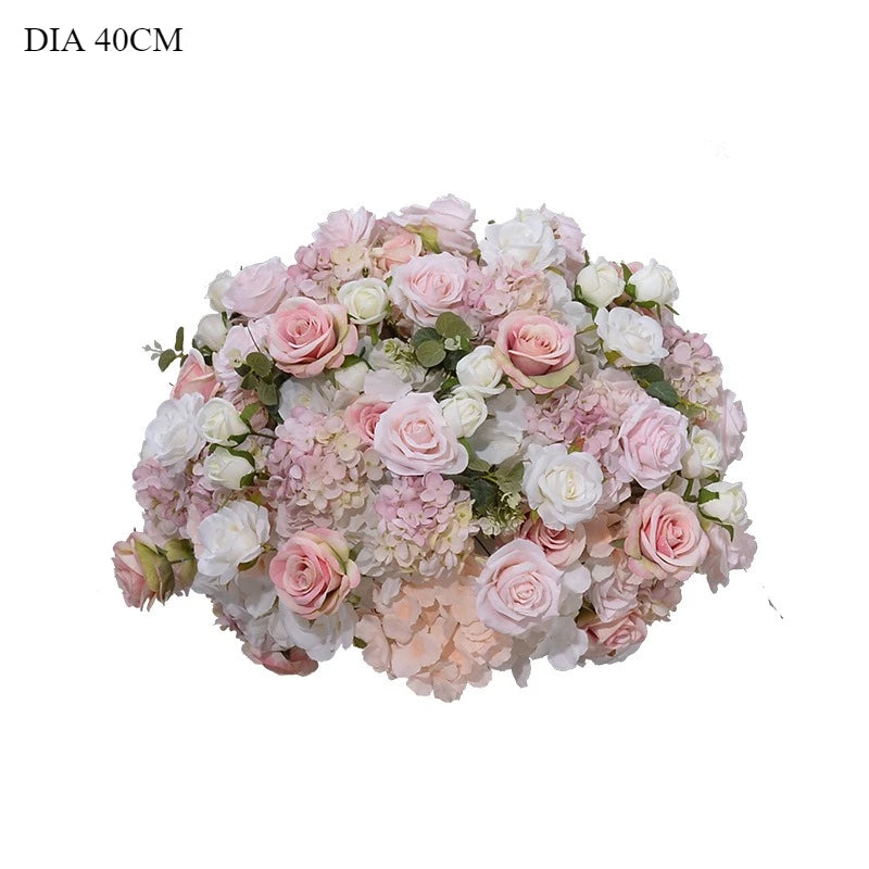 80CM Pink Artificial Flower Decor Set Flower Runner & Flower Ball Centerpieces for Wedding Main Table Arch Backdrop Stand Party