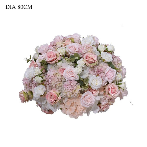 80CM Pink Artificial Flower Decor Set Flower Runner & Flower Ball Centerpieces for Wedding Main Table Arch Backdrop Stand Party