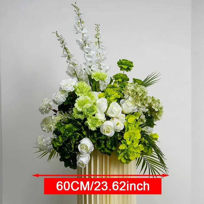 Luxury Green Orchid Hydrangea KT Board Flower Row Wedding Backdrop Decor Floral Arrangement Event Props Stage Aisle Floor Flower