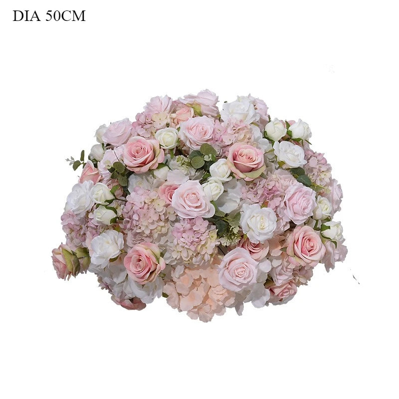 80CM Pink Artificial Flower Decor Set Flower Runner & Flower Ball Centerpieces for Wedding Main Table Arch Backdrop Stand Party