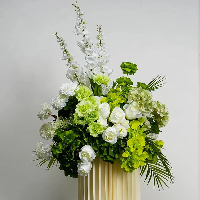 White Green Arrangement Wedding Backdrop Arch Decor Hang Flower Row Table Centerpiece Row Event Party Floor Floral Supplies Deco