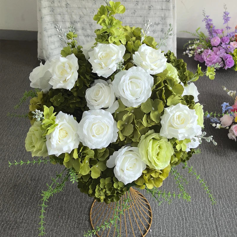 White Green Arrangement Wedding Backdrop Arch Decor Hang Flower Row Table Centerpiece Row Event Party Floor Floral Supplies Deco