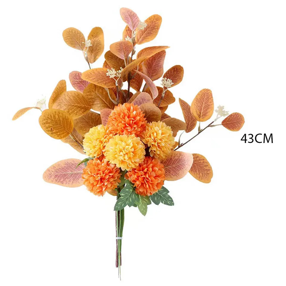 Artificial Flowers Chrysanthemum Set Fake Flower Leaf Stem for DIY Wedding Bouquets Flower Arrangements Party Home Decorations