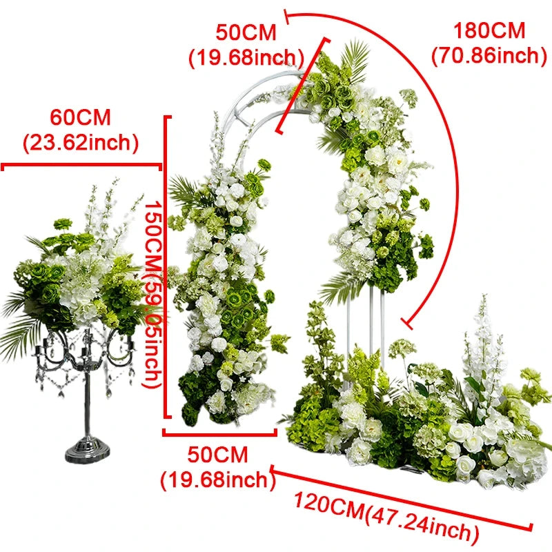 White Green Arrangement Wedding Backdrop Arch Decor Hang Flower Row Table Centerpiece Row Event Party Floor Floral Supplies Deco